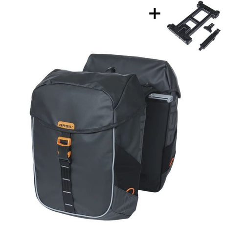 Basil sac de vélo double miles bâche mik 34 litres 13 x 25 x 37 cm - noir orange