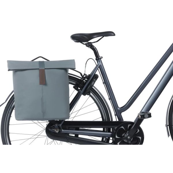 Basil sac city double mik cuir vegan | bleu graphite 32l