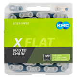 Kmc ketting x-flat waxed 12 13 speed - 126l - zilver zwart