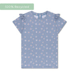 Fleur de marguerite | maillot de bain anti-UV bleu à manches courtes