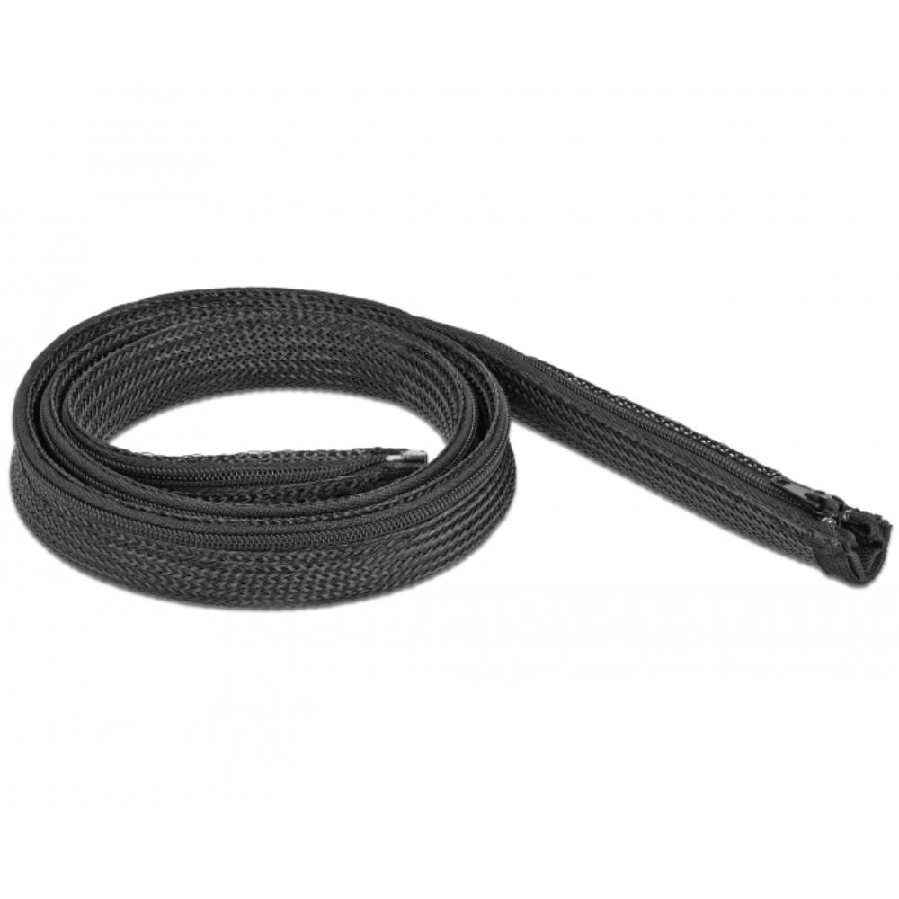 Delock Tuyau tressé avec fermeture éclair 1 m x 20 mm noir