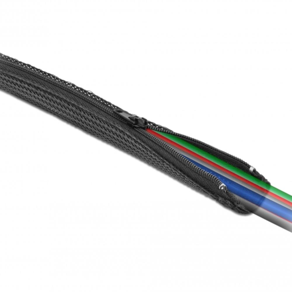 Delock Tuyau tressé avec fermeture éclair 1 m x 20 mm noir