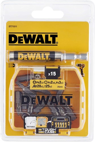 Accessoires Dewalt dt71511 | jeu d'embouts avec guide-vis magnétique | 15 pièces - dt71511
