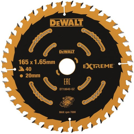 Accessoires Dewalt lame de scie circulaire 165x20x40t finition encoche 1,65mm - dt10640-qz