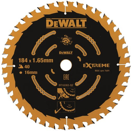 Accessoires Dewalt lame de scie circulaire 184x16x40t, finition, encoche 1,65mm - dt10303-qz
