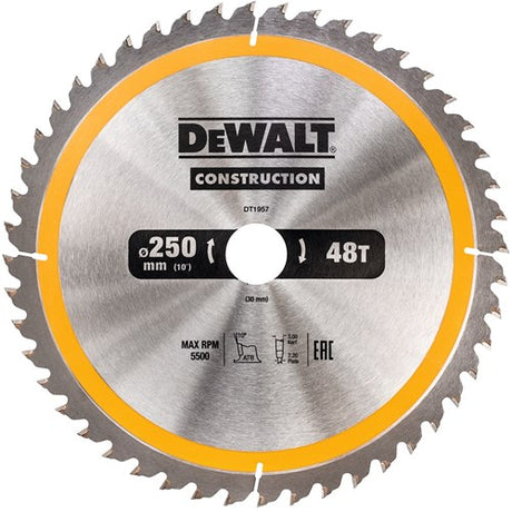 Accessoires Dewalt lame de scie circulaire 250x30x48t, positif 10°, encoche 3mm - dt1957-qz