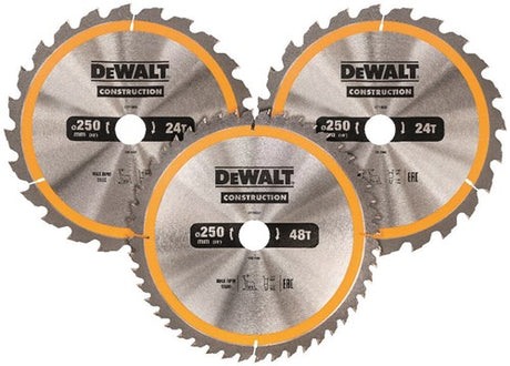 Accessoires Dewalt lame de scie circulaire pack de 3 250x30mm : 2x dt1956-qz + 1x dt1957-qz - dt1963-qz