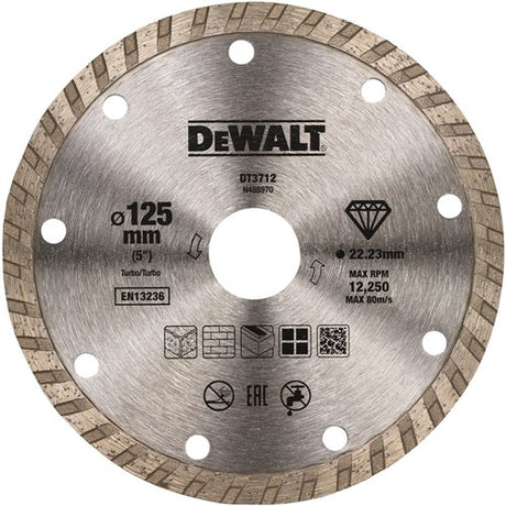 Accessoires Dewalt disque diamanté, turbo, ø125mm 22,2mm, universel - dt3712-qz