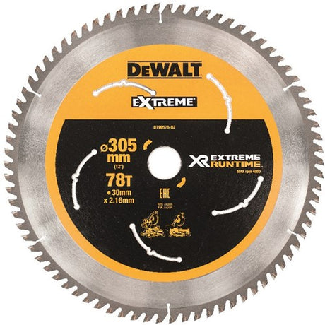 Accessoires Dewalt lame de scie circulaire à autonomie extrême 305 mm x 30 mm 80t - dt99576-qz