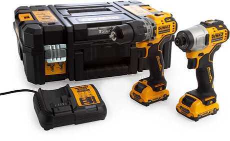 Dewalt dck2111l2t ensemble d'action perceuse à percussion dcd706 + tournevis à percussion dcf801 12v 3.0ah xr - dck2111l2t