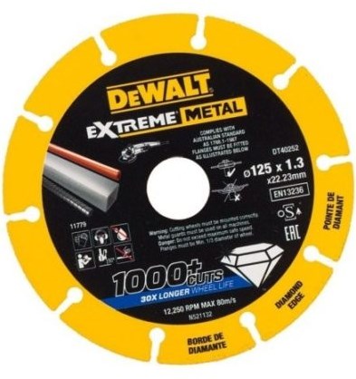 Disque diamanté métal extrême Dewalt DT40252 | 125 x 22,23 x 1,3 mm - dt40252-qz
