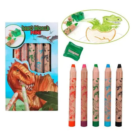 Depesche - dino world mini dino kleurpotloden puntenslijper
