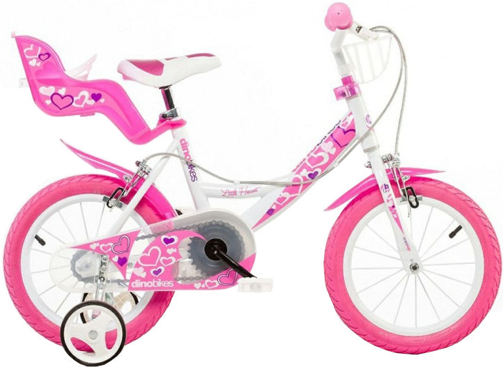 Dino petit coeur 14 pouces 26 cm filles knijprem rose blanc