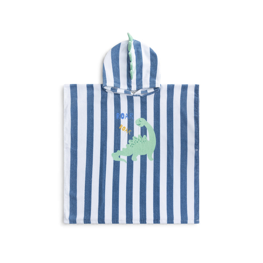 Dinosaure | poncho de plage en coton bleu 65 x 65 cm