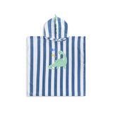 Dinosaure | poncho de plage en coton bleu 65 x 65 cm