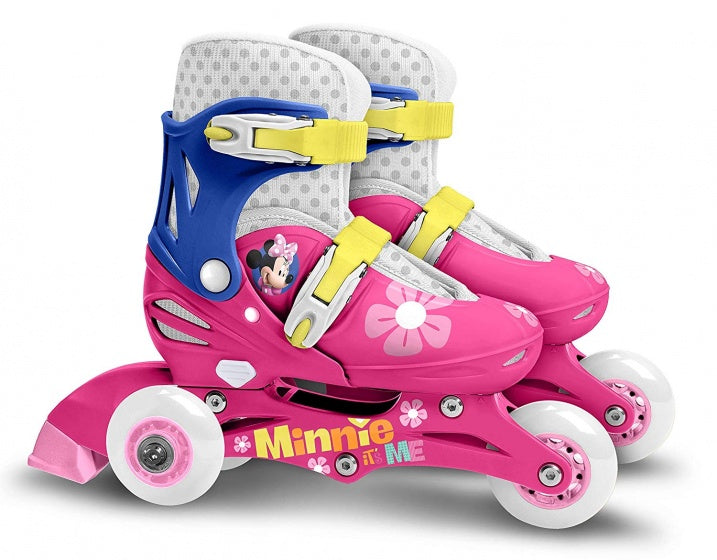 Patins à roues alignées Minnie Mouse, bottes rigides, blanc, bleu, taille 27 30