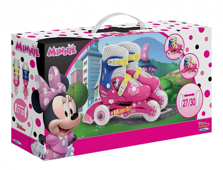 Patins à roues alignées Minnie Mouse, bottes rigides, blanc, bleu, taille 27 30