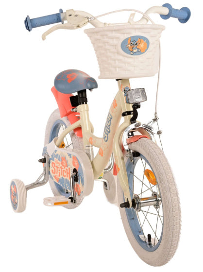 Disney Stitch Children's Bicycle - Girls - 14 pouces - Crème Coral Bleu