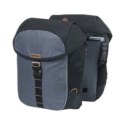 Basil Miles Double Bag - Sac à vélo double, unisexe, sportif, 34L, imperméable, noir
