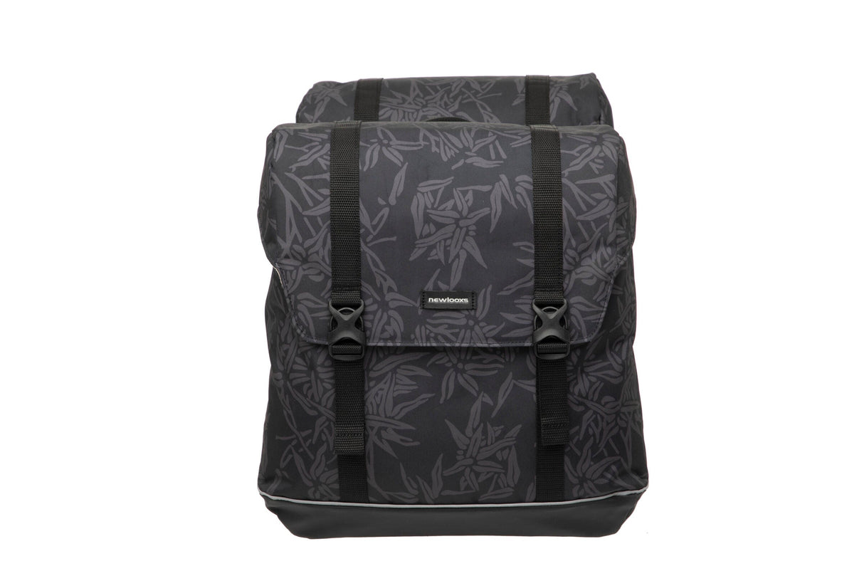 New Looxs Sacoche de Vélo Alba Double - Polyester Hydrofuge - Porte-Bagages MIK - Noir Vert Sable
