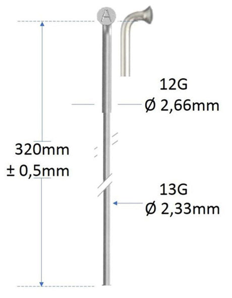 Rayon en acier inoxydable Cycplus sans filetage 12 e.bike pour machine à couper les rayons. cycles p 144