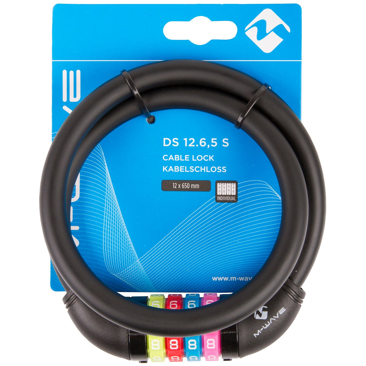 Serrure en laiton numéro m-wave câble antivol silicone noir 65cm12mm