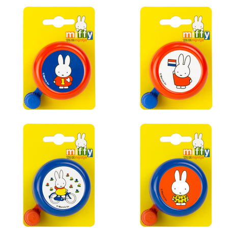 Widek b.v. Assortiment de sonnettes de vélo Widek Miffy orange et bleu avec 4 autocollants différents sur carte