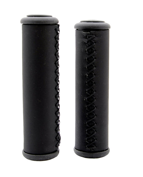 Poignées Simson en cuir Black Long - Poignées en cuir pour le vélo de style lifestyle - 13 cm - noir
