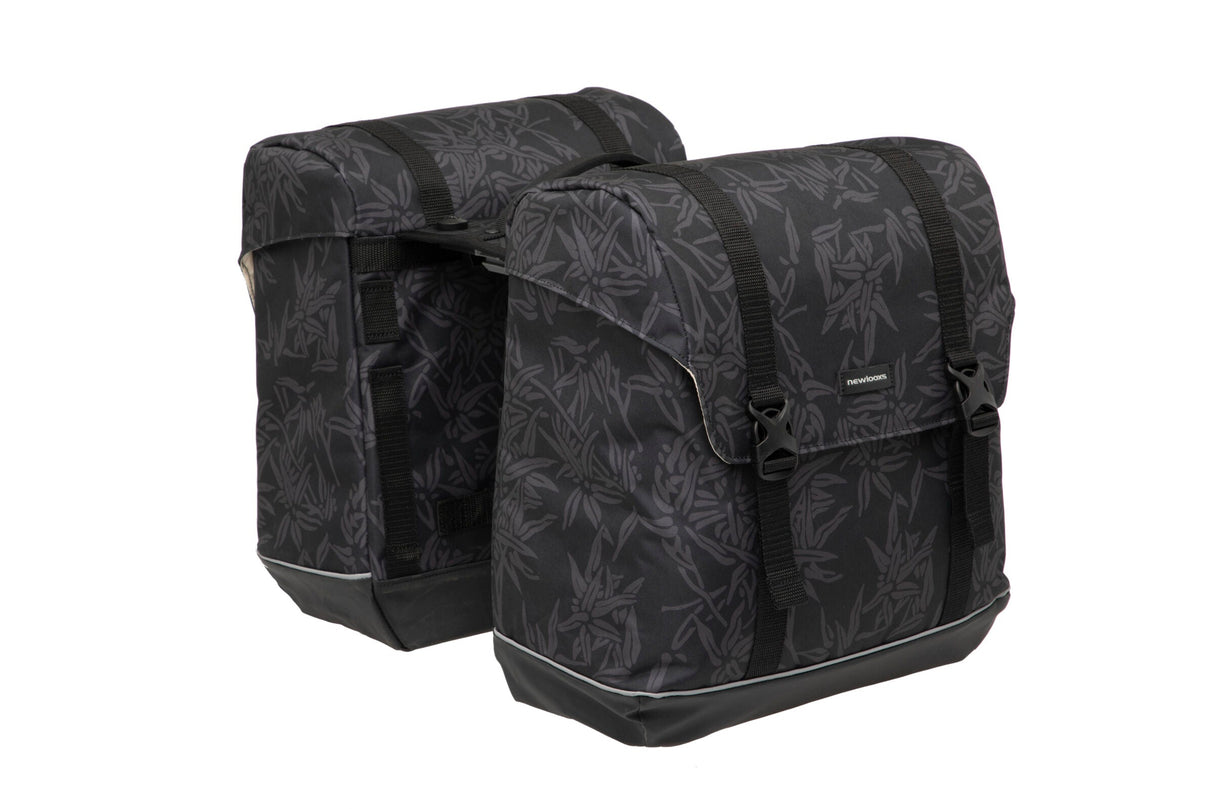 New Looxs Sacoche de Vélo Alba Double - Polyester Hydrofuge - Porte-Bagages MIK - Noir Vert Sable