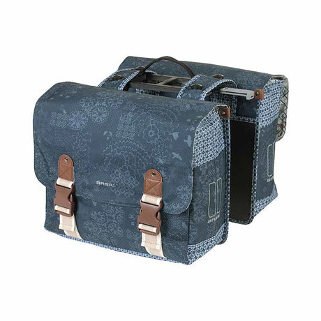 Basil Bohème Double Bicycle Bag - Green, Retoting, 35L, Système MIK