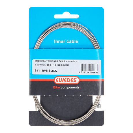Elvedes cable Systems bv Elvedes câble intérieur de frein 2000 mm en acier inoxydable lisse avec raccord en V de 1,5 mm