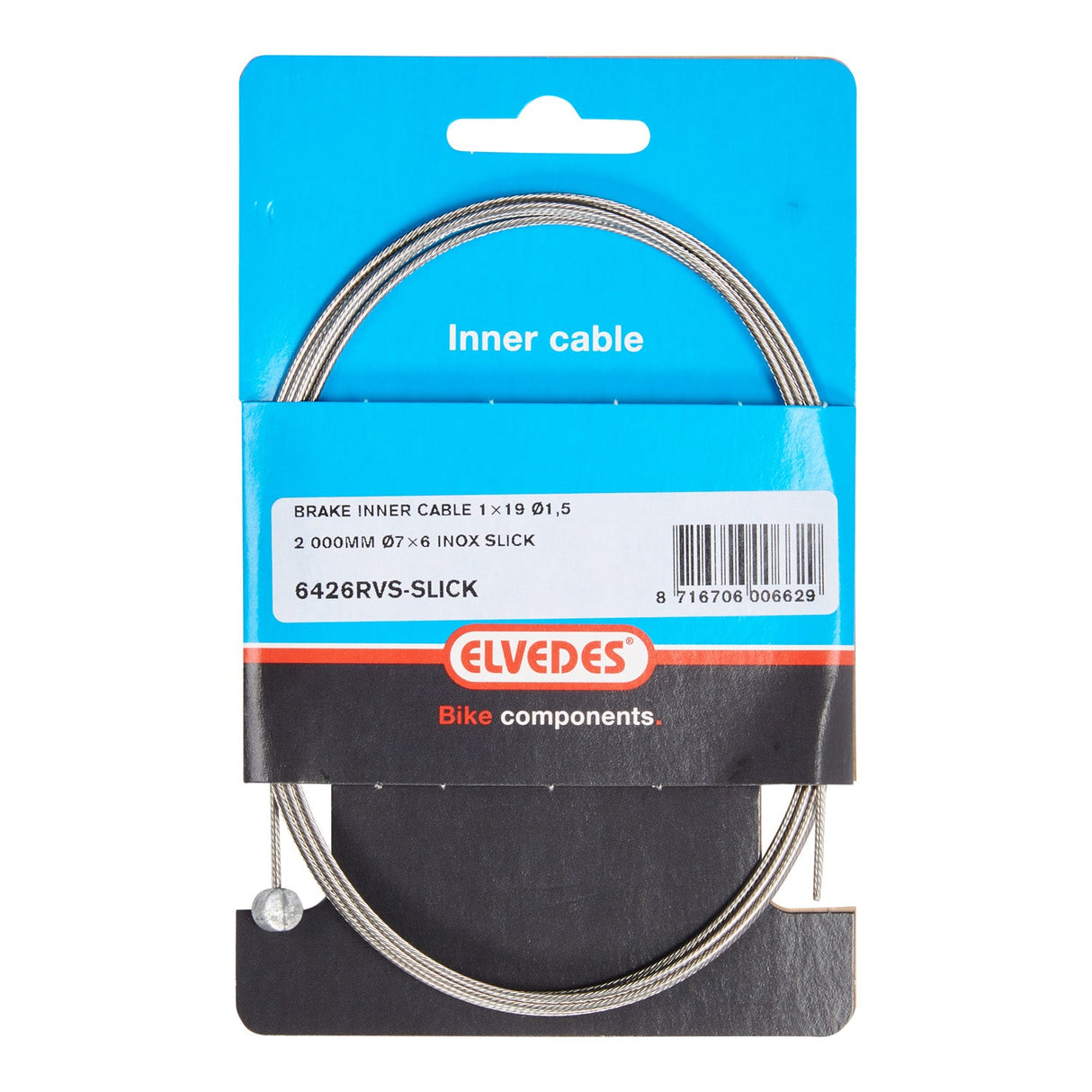 Elvedes cable systems bv elvedes câble intérieur de frein 2000 mm en acier inoxydable lisse, raccord en T de 1,5 mm
