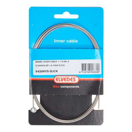 Elvedes Rem Binnenkabel 2000 mm en acier inoxydable Slick Ø1,5 mm T-Nipple