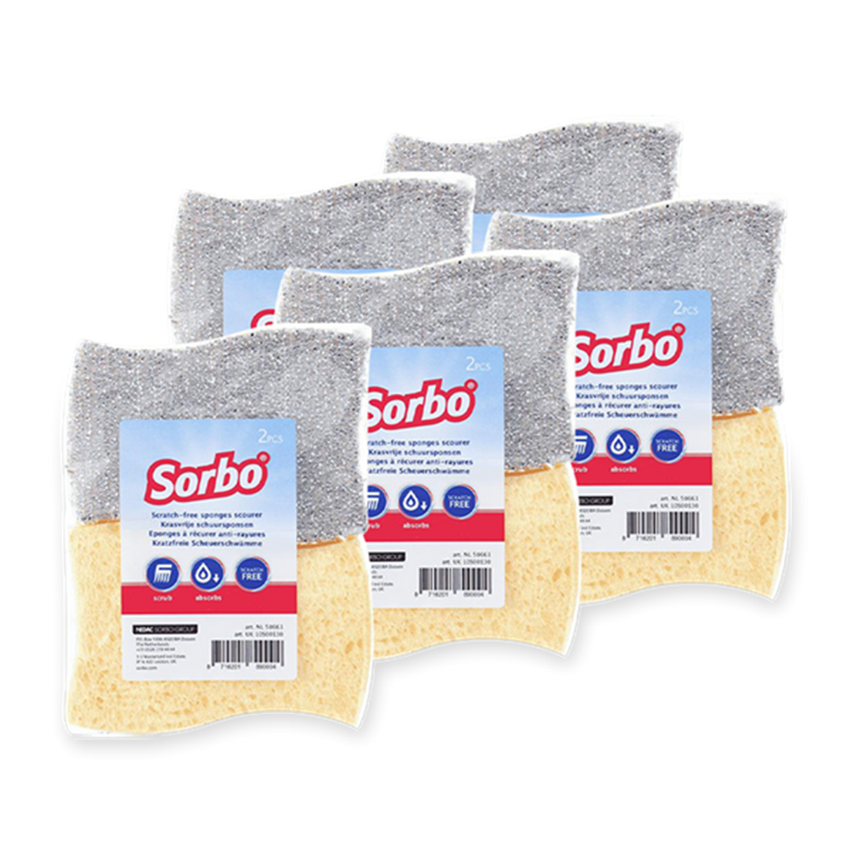 Sorbo 2 tampons à récurer anti-rayures, paquet de 5