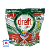 Dreft vaatwastabletten platinum plus all in one anti-matt lemon 16 stuks