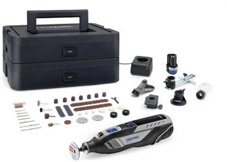 Ensemble multi-outils avec batterie 12 V Dremel 8250-5 65 Platinum | y compris Batterie 2 Ah + chargeur | au cas où - f0138250jf