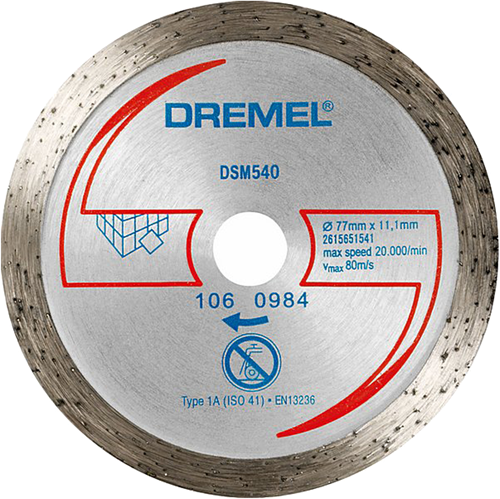 Dremel dsm540 2615s540jb disque à tronçonner diamanté 77 mm 1 pièce(s) carrelage, brique, marbre, porcelaine, céramique