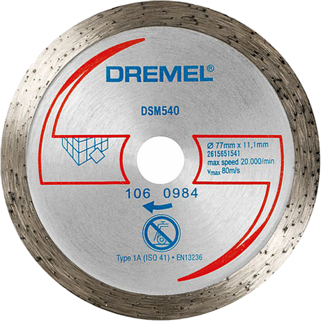 Dremel dsm540 2615s540jb disque à tronçonner diamanté 77 mm 1 pièce(s) carrelage, brique, marbre, porcelaine, céramique