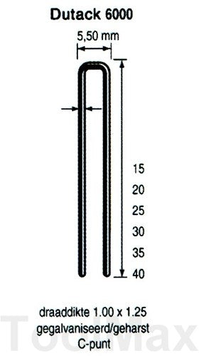 Agrafes Dutack 6000 25mm 5000