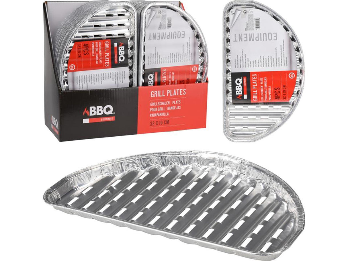 Plats à griller Basic en aluminium, lot de 4 pièces