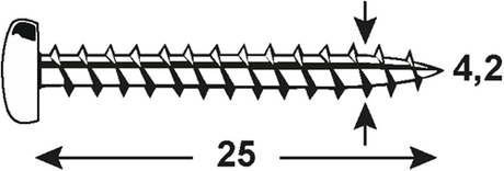 Connex vis à tôle poêle 4,2x25 18pcs inox-a4 - dy4824225