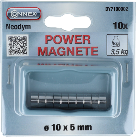 Aimant néodyme rond Connex 10x5 10 pcs 3,5 kg - dy7100002