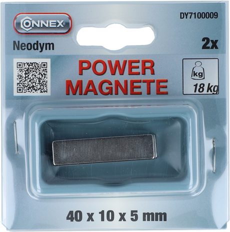 Connex aimant néodyme carré 40x10x5 2pcs 18kg - dy7100009
