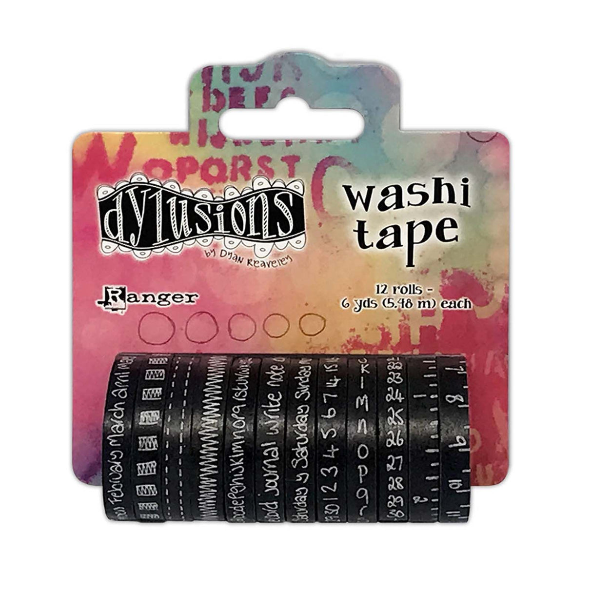 Ranger ink ranger • dylusions washi tape set noir 3,5 cm x 5,5 m 12 pièces