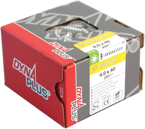Dynaplus unischroef spaanplaatschroef verzinkt platkop voldraad torx tx20 4.0x16 | 1000 stuks - 0281.01.24703