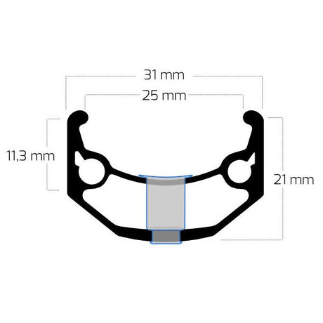 Ryde Relg Zac Bull 28 29 622 X 25C Aluminium 36 trous 14g noir Aiglé