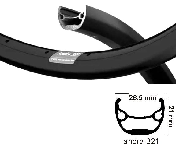 Ryde jante andra 321 27,5 pouces (584) disque 32g 6,5 noir mat