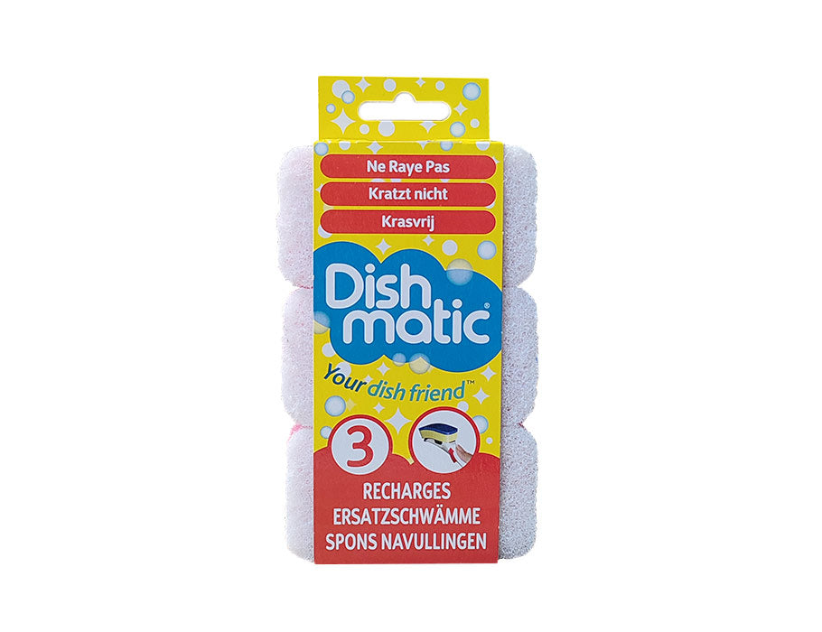 Recharge éponge Dishmatic - sans rayures - 3 pcs