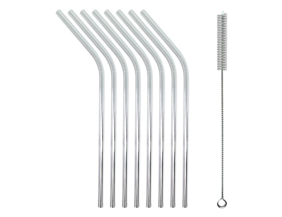 Pailles en métal Ecoluba courbées - 8 pièces