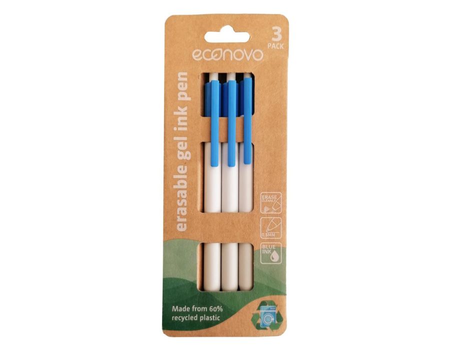 Stylos gel Econovo - effaçables - bleu - 3 pièces